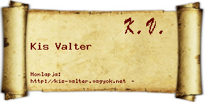 Kis Valter névjegykártya